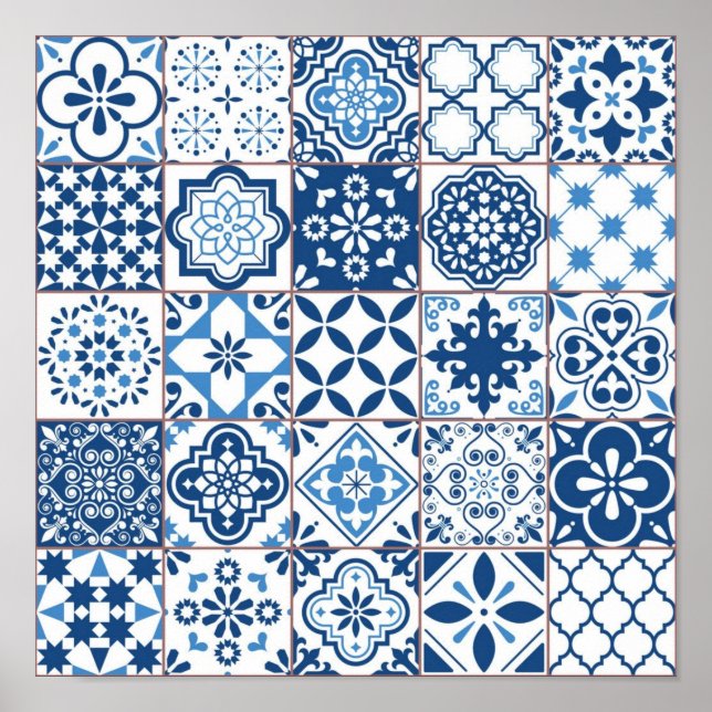 Poster Padrão de azulejos cerâmicos (Frente)