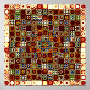Poster Padrão de Azulejos com pontos