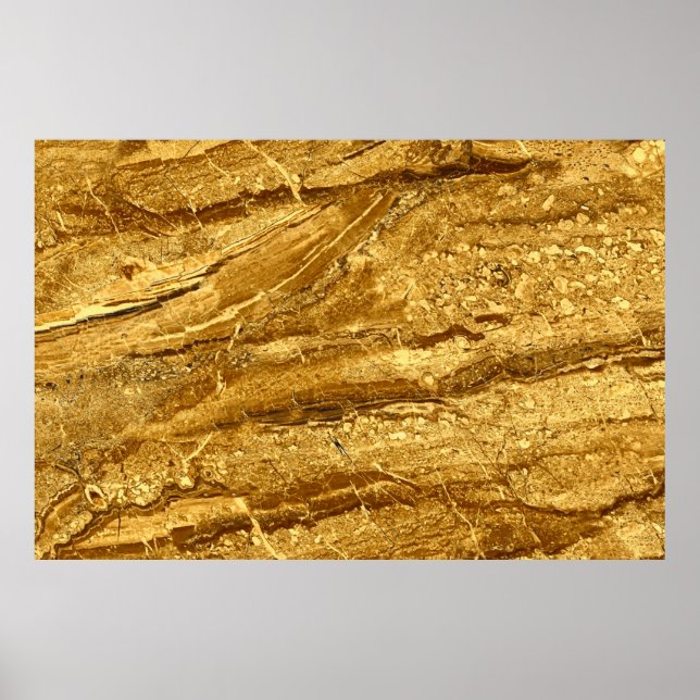 Poster Padrão de azulejos de ouro natural (Frente)