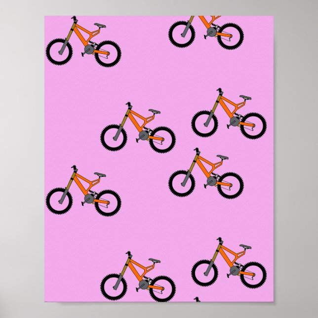 Poster Padrão de bicicletas a rosa (Frente)