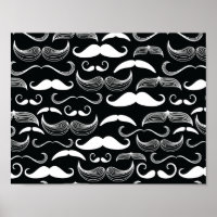 Padrão de Bigode Preto e Branco Hipster da Moda
