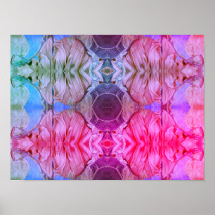 Poster Padrão de Boho de Abstrato Watercolor Floral Rosa