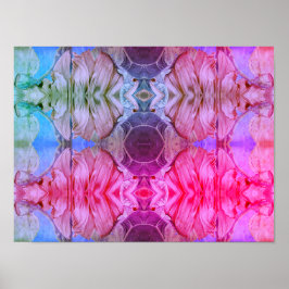 Poster Padrão de Boho Floral Rosa-Rosa Cinza-abstrato