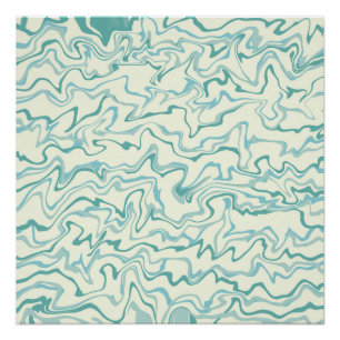 Pôster Padrão de Boho Líquido do Hippie 70s Blue Marble