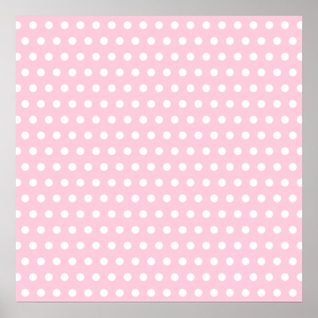Pôster Padrão de Bolinhas rosa e branco. (Frente)