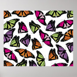 Poster Padrão de borboletas coloridas