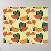 Padrão de Borboletas e Folhas da Vintage Elegante 