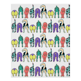 Pôster Padrão de Bumbuns de Cães Coloridos