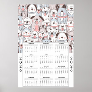 Poster Padrão de Cachorro de Desenho Animado Divertido co