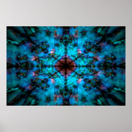 Poster Padrão de caleidoscópio azul escuro