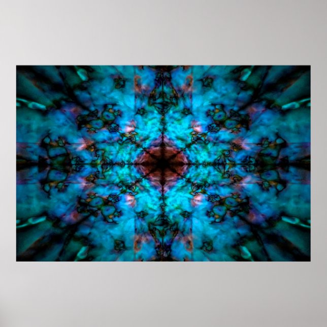 Poster Padrão de caleidoscópio azul escuro (Frente)