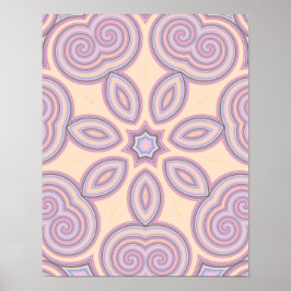 Poster Padrão de Caleidoscópio Pink e Púrpura Pastel