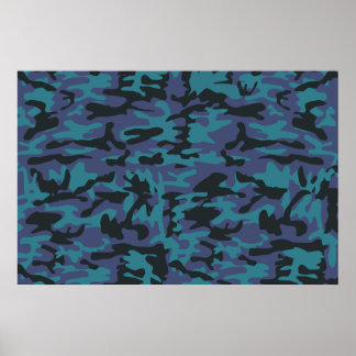 Poster Padrão de camo azul