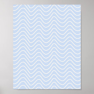 Poster Padrão de Cevon de Linha Mínima - Azul Costeiro Cl