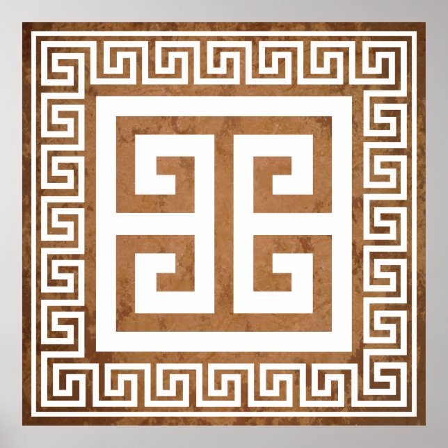 Poster Padrão de Chave Grega Design Branco (Frente)
