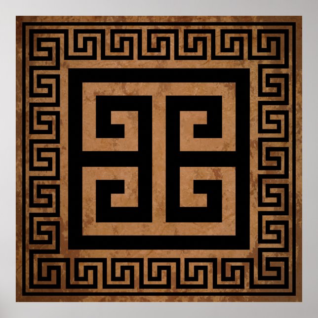Poster Padrão de Chave Grega Design Preto (Frente)