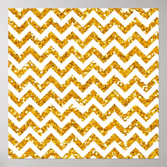 Poster Padrão de Chevron com Brilho Dourado (Frente)
