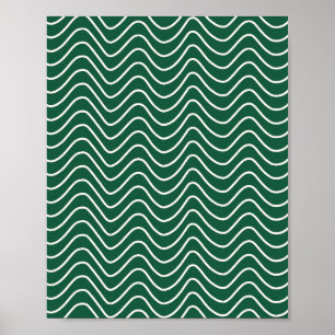 Poster Padrão de Chevron de linha mínima verde escuro
