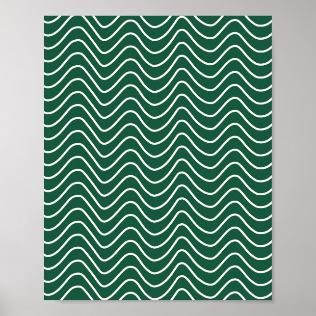 Poster Padrão de Chevron de linha mínima verde escuro (Frente)