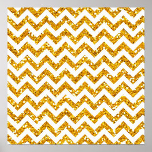 Poster Padrão de Chevron de Ouro com Glitter