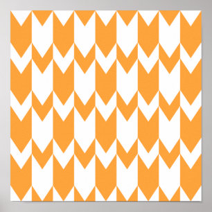 Poster Padrão de Chevron Laranja e Branco.