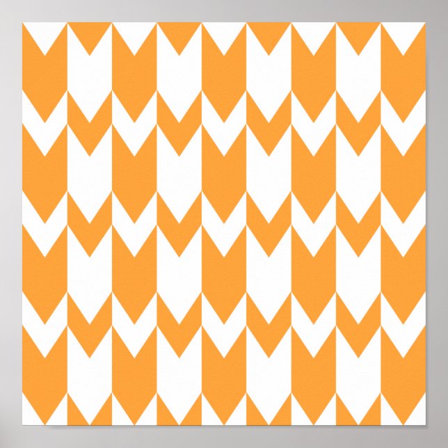 Poster Padrão de Chevron Laranja e Branco. (Frente)