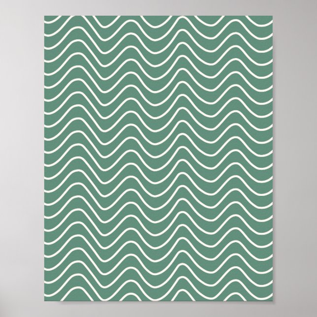 Poster Padrão de Chevron Verde Tropical Zigzag Mínimo (Frente)