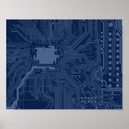 Pôster Padrão de Circuito da Placa-Mãe Blue Geek