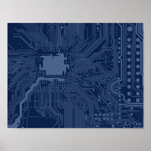 Pôster Padrão de Circuito da Placa-Mãe Blue Geek (Frente)