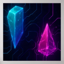 Padrão de Circuito Geométrico Cyberpunk Luminoso