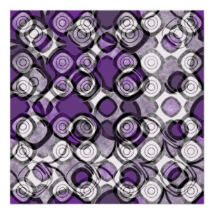 Pôster Padrão de Círculo Abstrato Roxo, Cinza e Preto