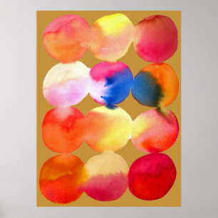 Poster Padrão de círculo de aquarela abstrato art cor q