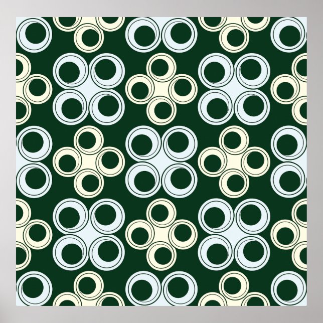 Poster Padrão de Círculos Geométricos Rétro (Frente)