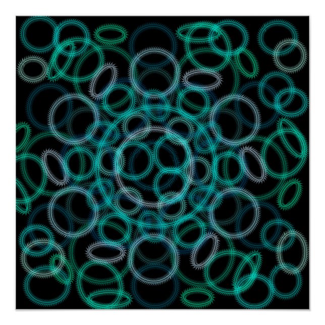 Pôster Padrão de círculos pretos e verdes (Frente)