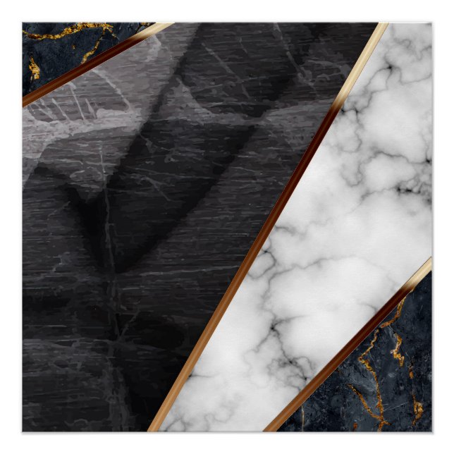 Pôster Padrão de Colagem de Marble Elegante (Frente)