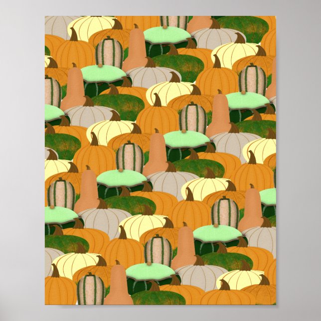 Poster Padrão de Colheita Abóbora de Outono (Frente)
