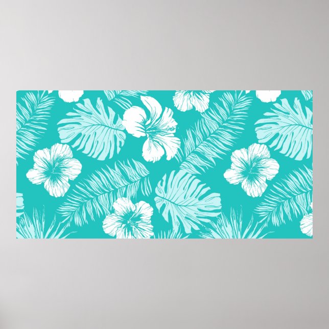 Poster Padrão de colheita sem costura com folhas tropicai (Frente)