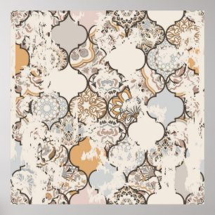 Poster Padrão de colheita sem costura com um efeito atrit