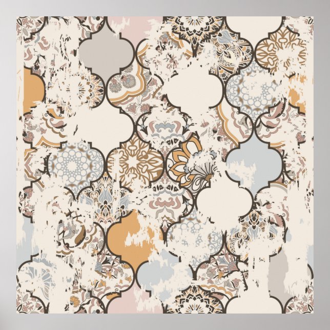 Poster Padrão de colheita sem costura com um efeito atrit (Frente)