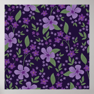 Poster Padrão de colheita sem costura. Lilac e purga mara