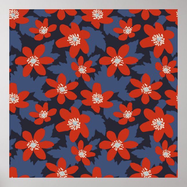 Poster Padrão de colheita sem costura no estilo escandina (Frente)