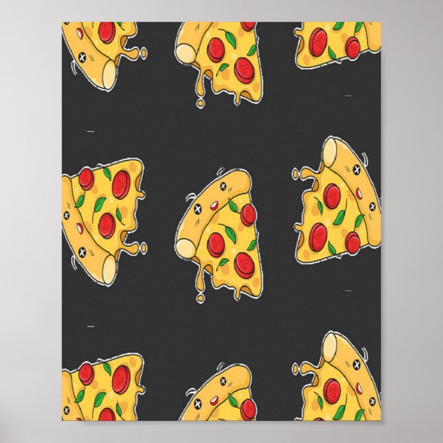Poster Padrão de comida das fatias de pizza (Frente)