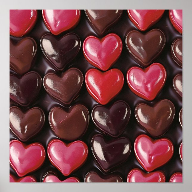 Poster Padrão de Coração de Chocolate Cortado (Frente)