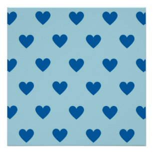 Pôster Padrão de Coração Simples Azul