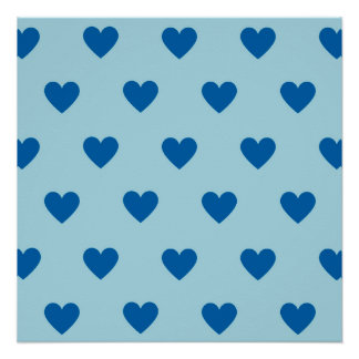 Pôster Padrão de Coração Simples Azul