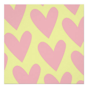 Pôster Padrão de Coração Simples, Cor-de-Rosa Amarelo, Y2