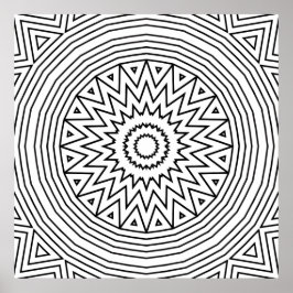 Poster Padrão de Cores Mandala Bold Zigzag Starburst