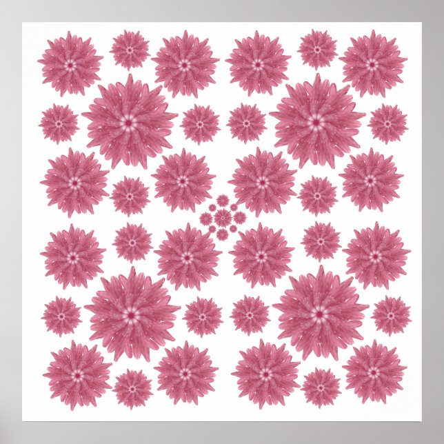 Poster Padrão de Crisântemo Rosa em Pó Macio Personalizad (Frente)