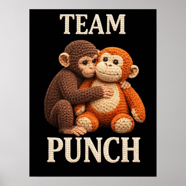 Poster Padrão de Crochê do Soco de Macaco Bebê Fofo Amigu (Frente)