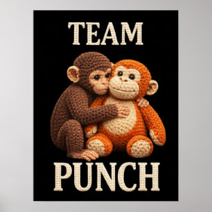 Poster Padrão de Crochê do Soco do Macaco Bebê Fofo Amigu